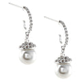 Rhodium Pearl Drop Cubic Zirconia Dangle Earrings