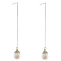 Wedding Plating Faux Pearl Long Teardrop Earrings