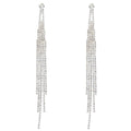 Bridal Long 5 Strands Silver Crystal Earrings