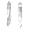 5 Strand Long Rhinestone Drop Clipon Earrings