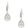 Bridal Cubic CZ Tear Drop French Hook Earrings