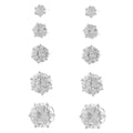 5 Pairs Multi Size Cubic Zirconia Earrings Set