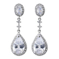 Glamorous Silver Crystal Teardrop Cubic CZ Dangle