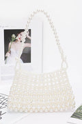 Faux Pearl Braided Shoulder Bag