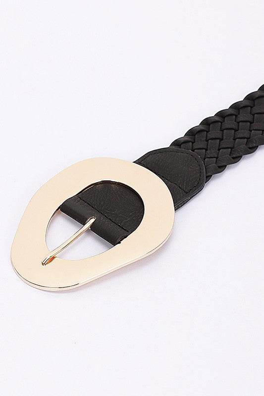 Shiny Buckle Braided Fashion Belt