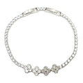 Rhinestone Four Clover Foldover Bracelet Silver