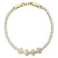 Rhinestone Four Clover Foldover Bracelet Gold