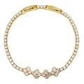Rhinestone Four Clover Foldover Bracelet Pink