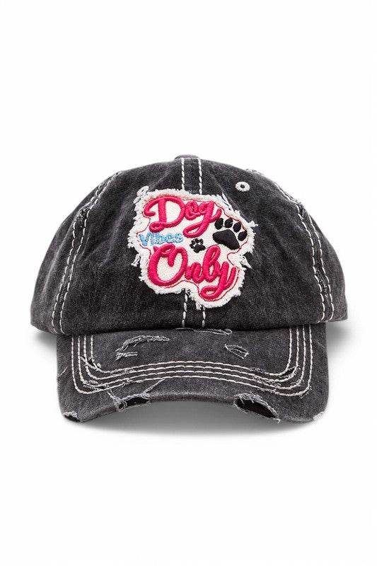 Dog Vibe Only Embroidered Vintage Cotton Cap