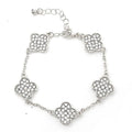 Rhinestone Faux Perals Clover Chain  Bracelet