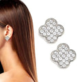 Rhinestone Faux Perals Clover Stud Earrings