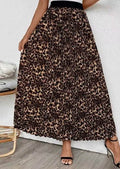 Leopard pleated maxi skirt