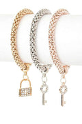 Lock Key Popcorn Tritone Bracelet Set