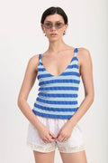 STRIPED RIBBED KNIT CAMI TOP