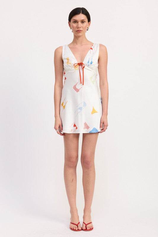 BIKINI PRINT SATIN MINI DRESS