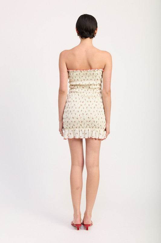 FLORAL SMOCKED TUBE DRESS