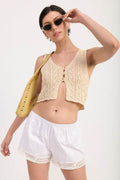 CROCHET BUTTON FRONT VEST TOP