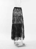 Floral lace ruffled maxi skirt