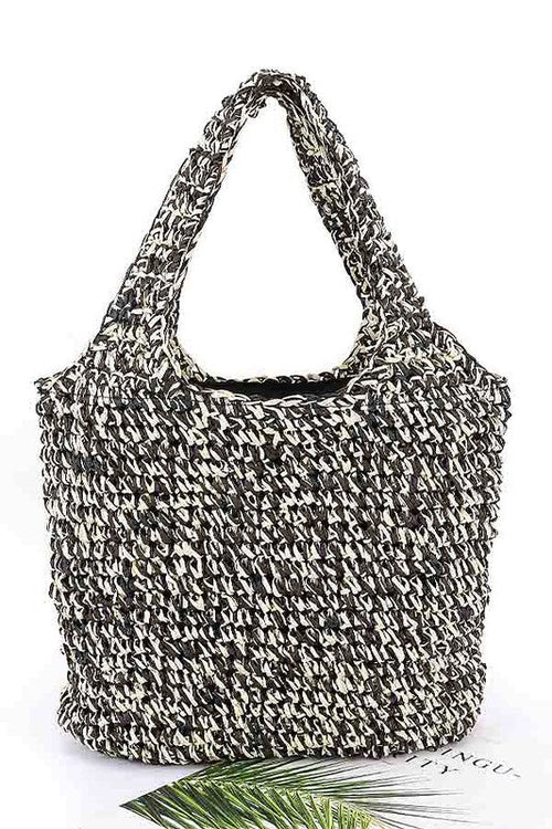 2 Tone Straw Woven Shoulder Bag