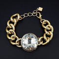 Big Halo Circle Rhinestone Chain Bracelet