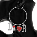 Lipstick and Heart Dangling Hoop Earrings