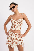 RUCHED FLORAL SWEETHEART CROP TOP