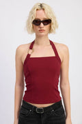 CHAIN LINK HALTER KNIT TOP