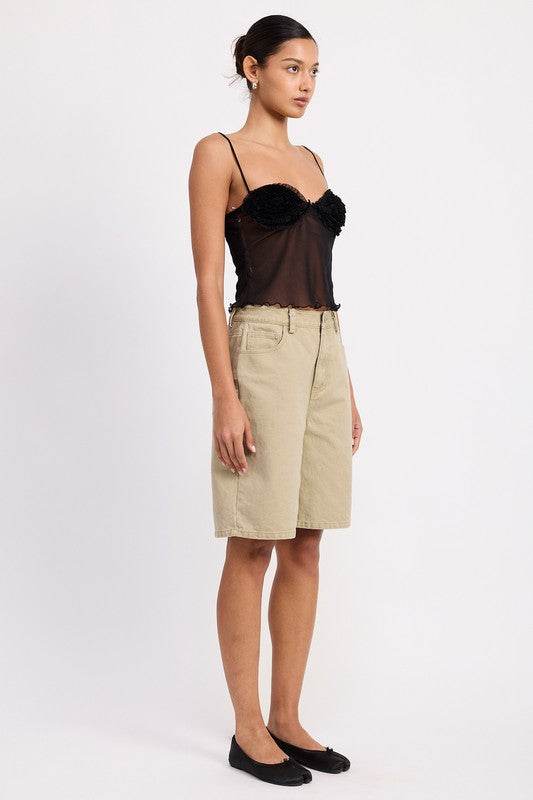 SHEER MESH FLORAL CUP CAMI TOP