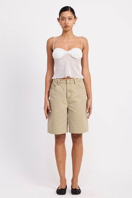 SHEER MESH FLORAL CUP CAMI TOP