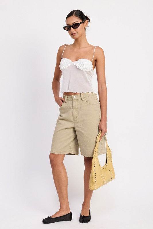 SHEER MESH FLORAL CUP CAMI TOP