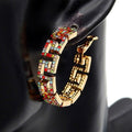 Front Greek Key Design Hoop Earrings