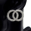 Pave Rhinestone Setting Infinity Link Earrings
