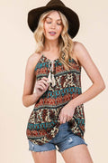 Front Tassel Tie Sleeveless Woven Top