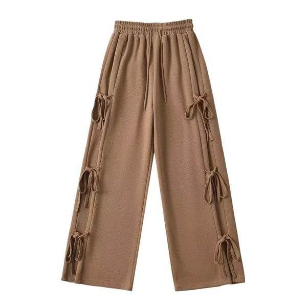 Side tie ribbon bows sweat pants