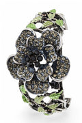 Crystal Flower Statement Hinged Bangle