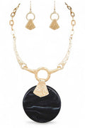 Oversize Faux Stone Resin Pendant Necklace Set