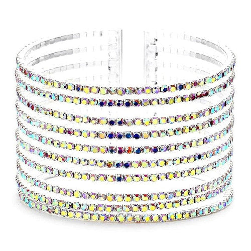 10 Lines Crystal Cuff Spring Bracelet