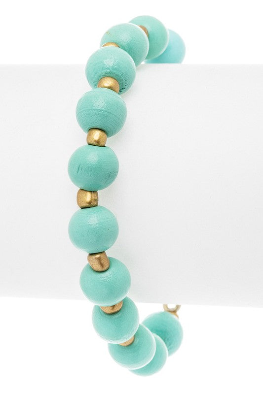 Bamboo Style Cross Charm Wooden Bracelet