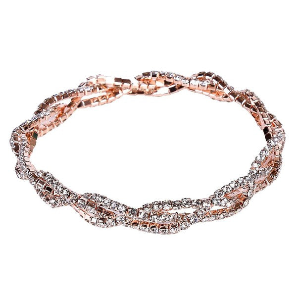 3 Lines Twist Rhinestone Stretch Bracelet