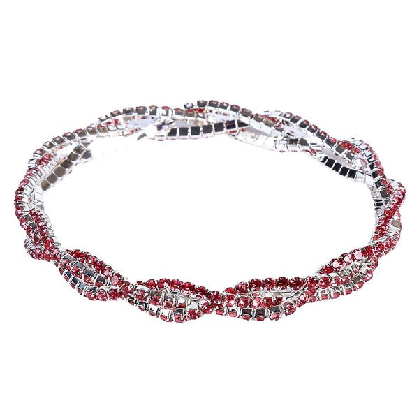 3 Lines Twist Rhinestone Stretch Bracelet