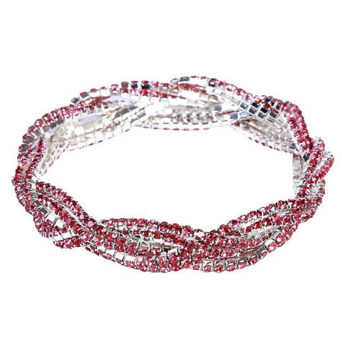 3 Double Lines Twist Rhinestone Stretch Bracelet