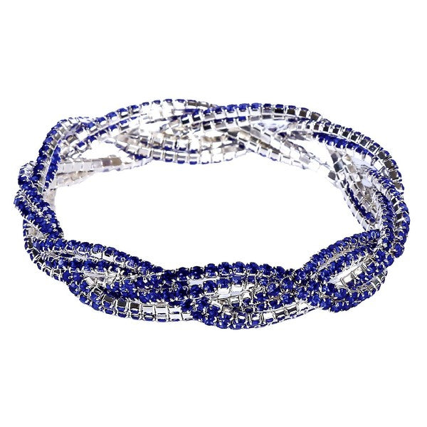 3 Double Lines Twist Rhinestone Stretch Bracelet