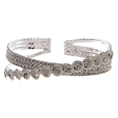 3 LInes CZ Crystal Flower Line X Cross Bracelet