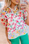 pink v neck boho blouase