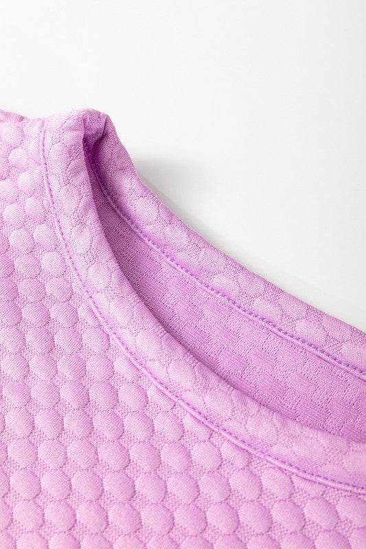 Phalaenopsis Solid Texture Puff Sleeve Blouse