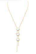 Faux Pearl Triple Heart Drop Pendant Necklace