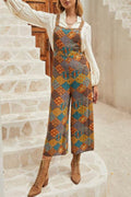 Floral Print Crossed Straps Ankle-length Jumpsuit