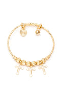 Kid Size Cross Charm Stainless Steel Bangle
