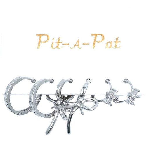 3 Pair Ribbon Theme Mini Hoop Stud Earrings