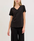 BAMBOO COTTON SLUB V NECK SHORT SLEEVE